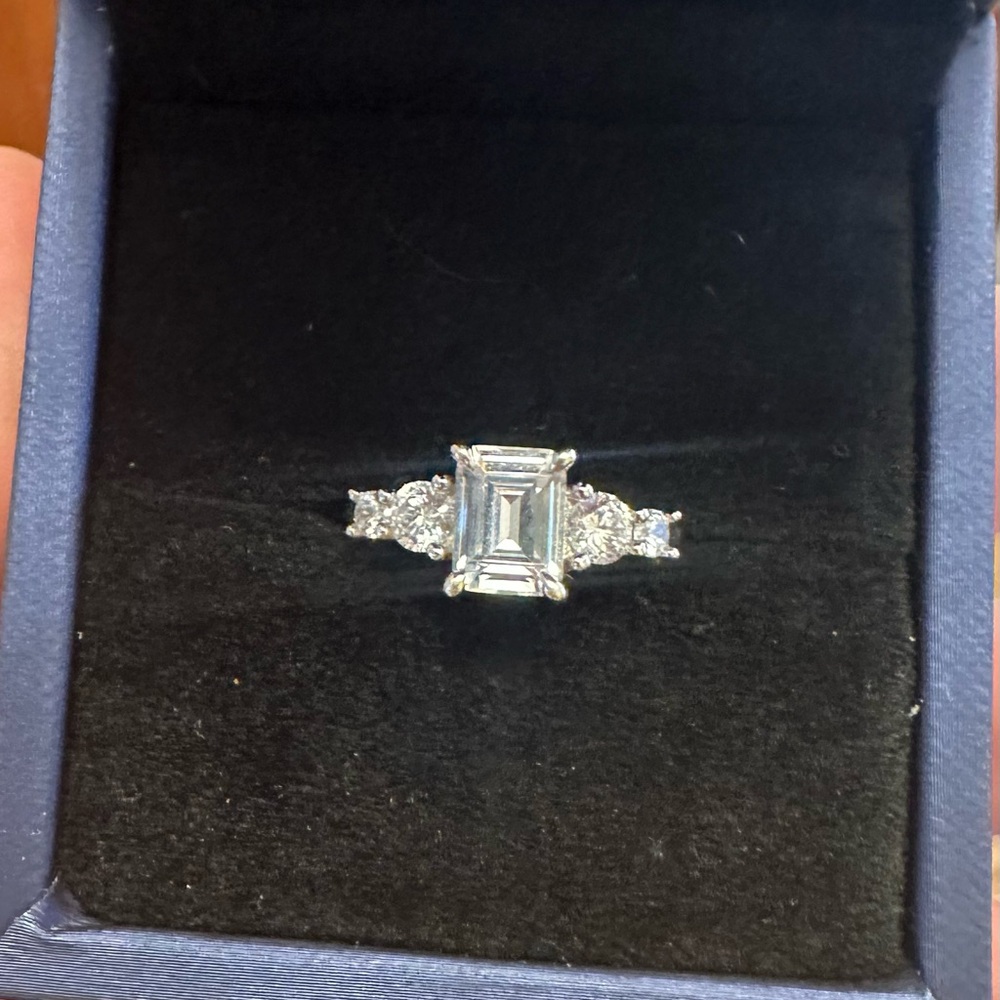 Elegant White Sapphire & Sterling Silver 5-stone Engagement Ring, Size 7